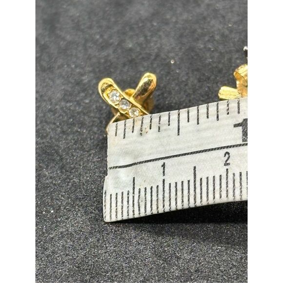 Stunning Vintage RARE Gold Tone Cross Diamond Stud Earrings by Avon some wear Go - Picture 3 of 7